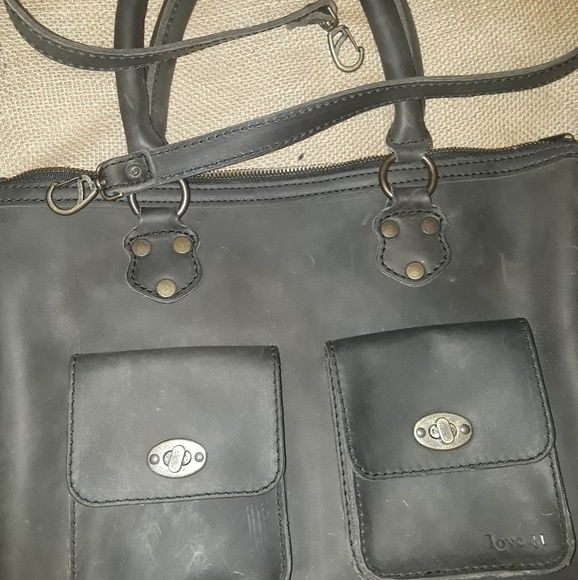 BLACK LEATHER  CROSSBODY BAG - Picture 3 of 3